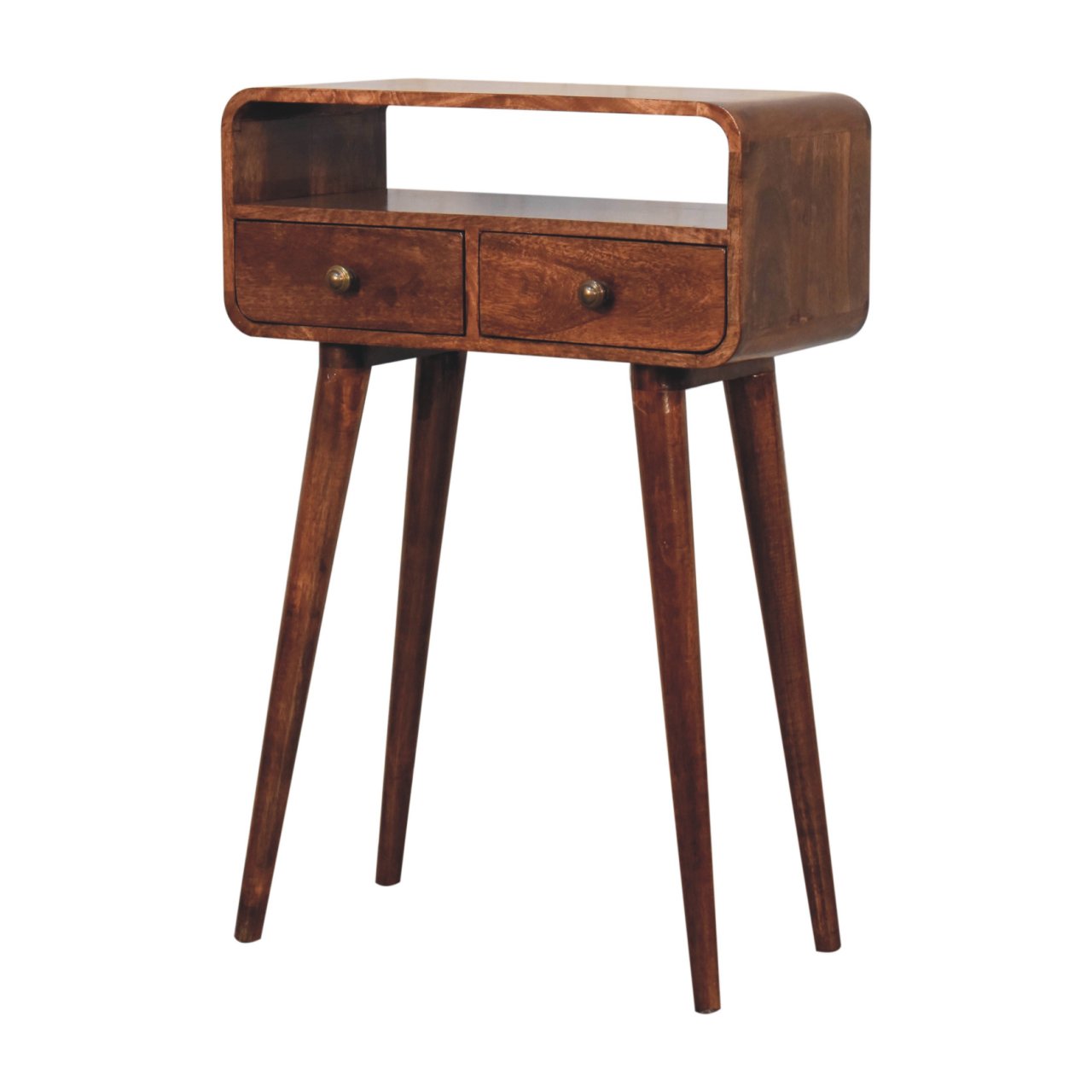 Solid Wood Mini Curved Honey Console Table