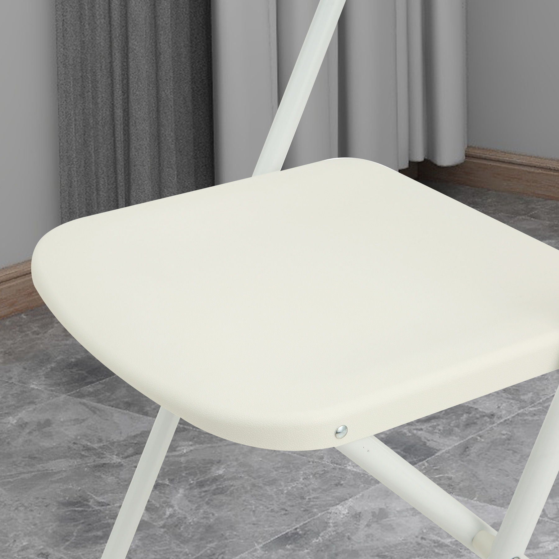 Folding Chairs, Stackable & Waterproof (Set of 4) - White