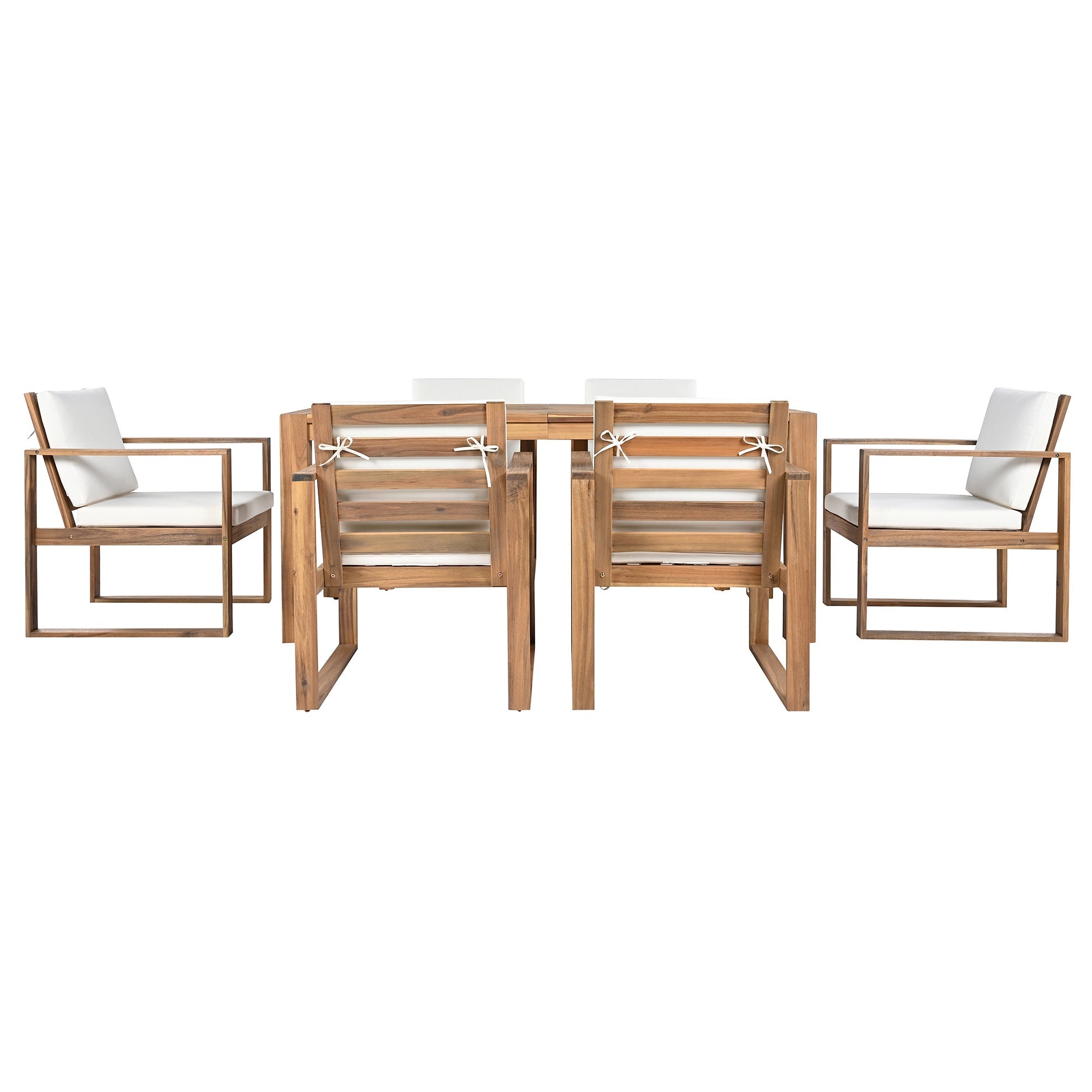 TREXM Patio Table and Chairs Set, 7-Piece Outdoor Dining Set for 6