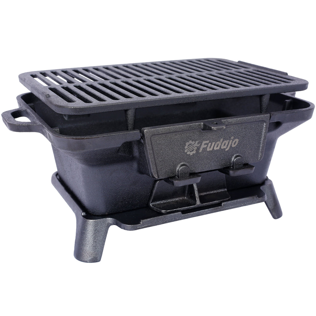 Oval Cast Iron Grill Outdoor Portable Charcoal Tabletop Skillet