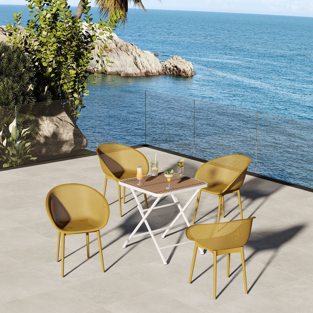 2 Pack Lounge Chair Set & Folding Square Table