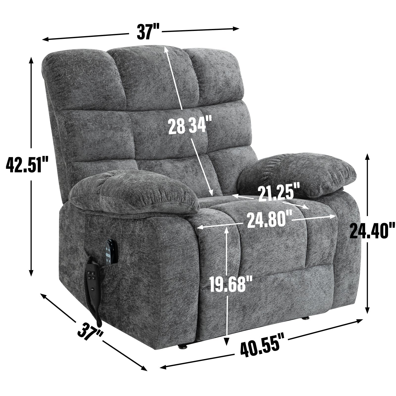 Lift Recliner Chair Heat Massage Dual Motor Infinite Position