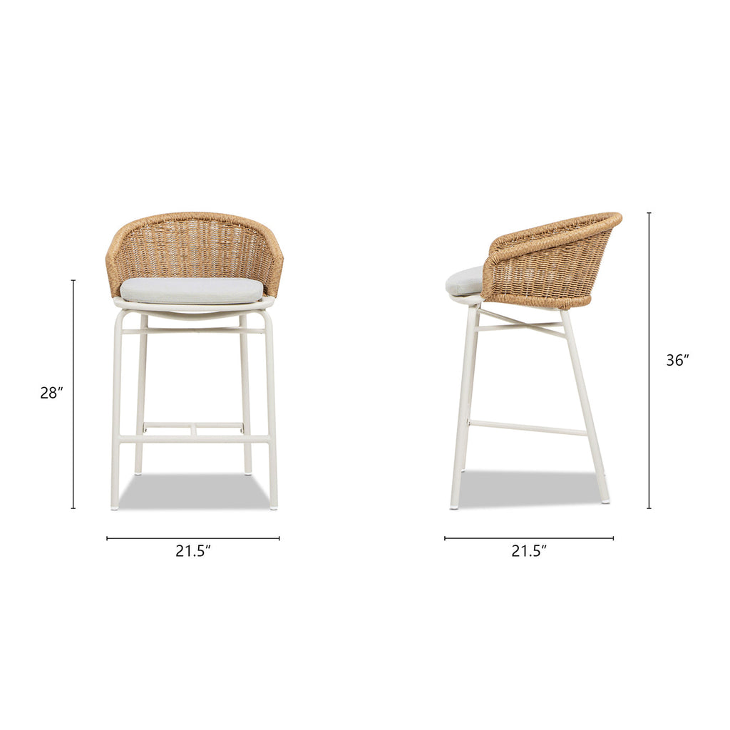 Santorini 28" Wicker Back Outdoor Bar Stool Set of 2