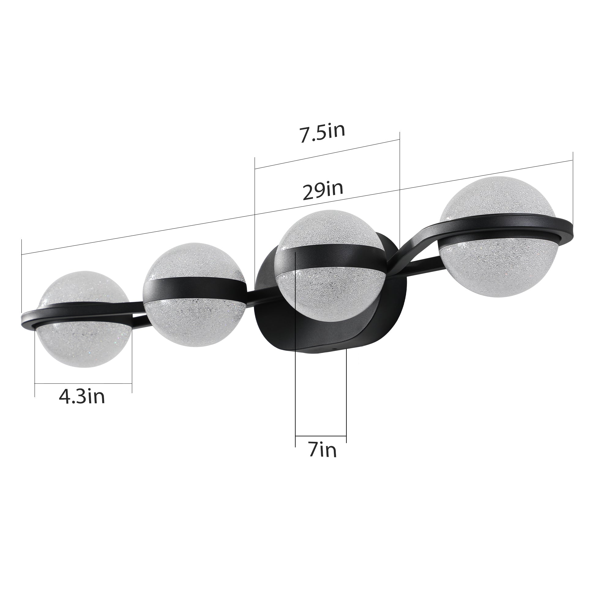 30" Black Minimalist LED Bathroom Vanity Light