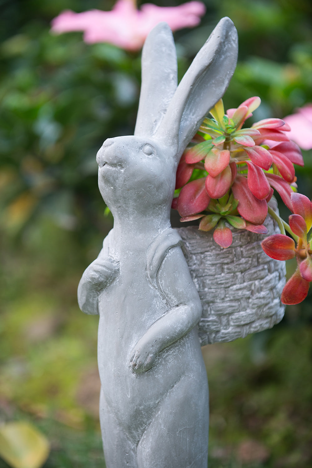 8.5x5.5x19.5" Tall Cement Rabbit Planter