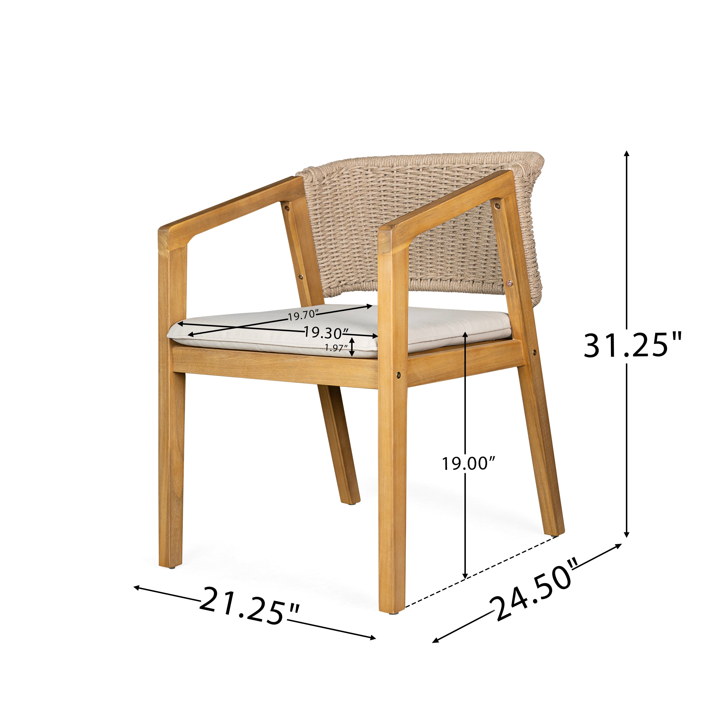 7-Piece Outdoor Acacia Wood Dining Set, 69" Rectangular Patio Table & 6 Mix