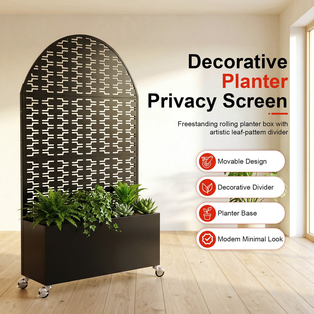 Arched Decorative Privacy Screen with Planter Box