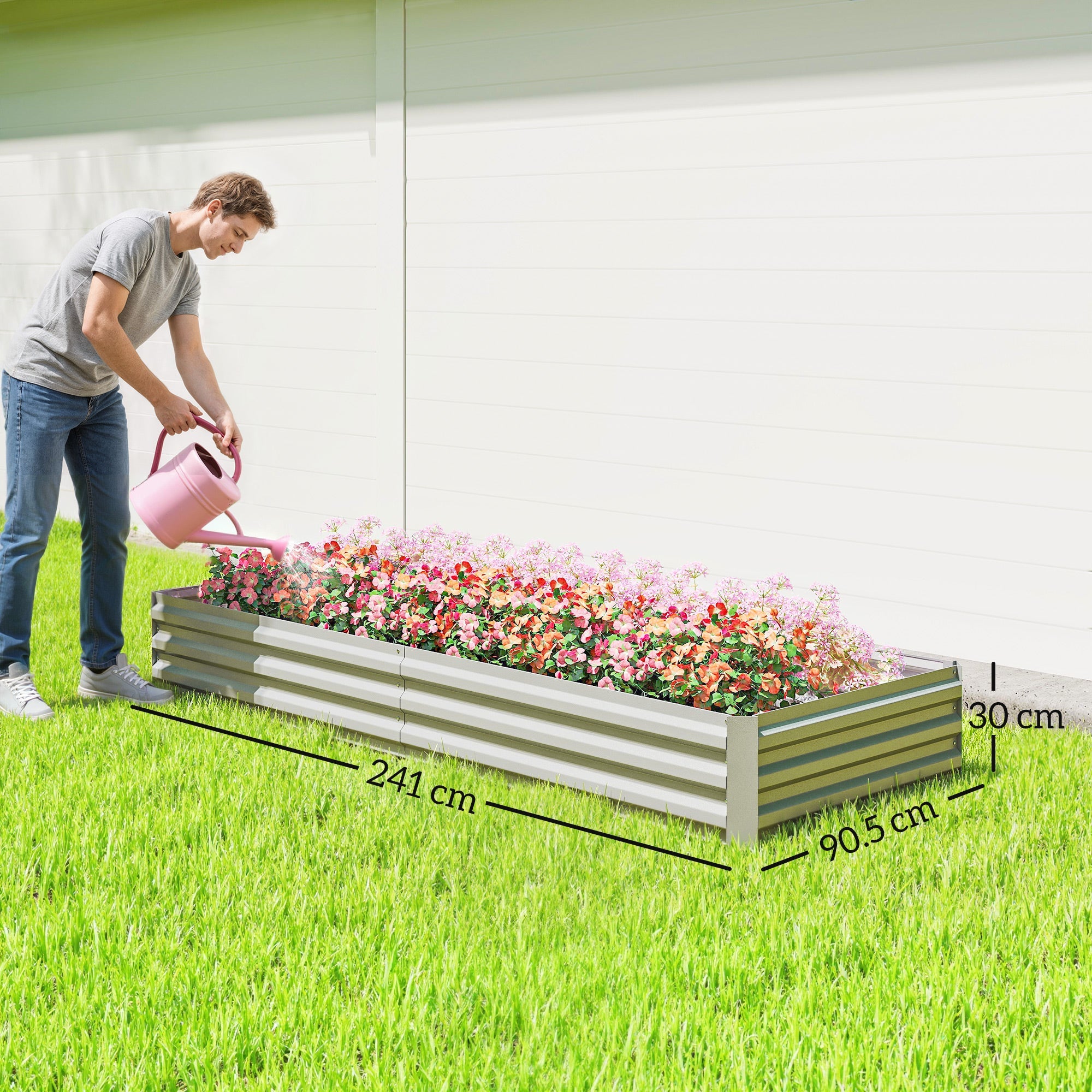 Outsunny 95" x 36" Galvanized Raised Garden Bed