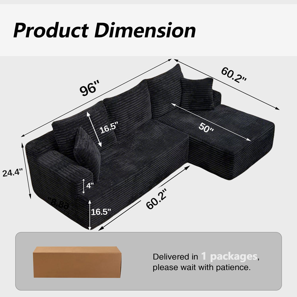 96" Compressed L-Shape Sofa