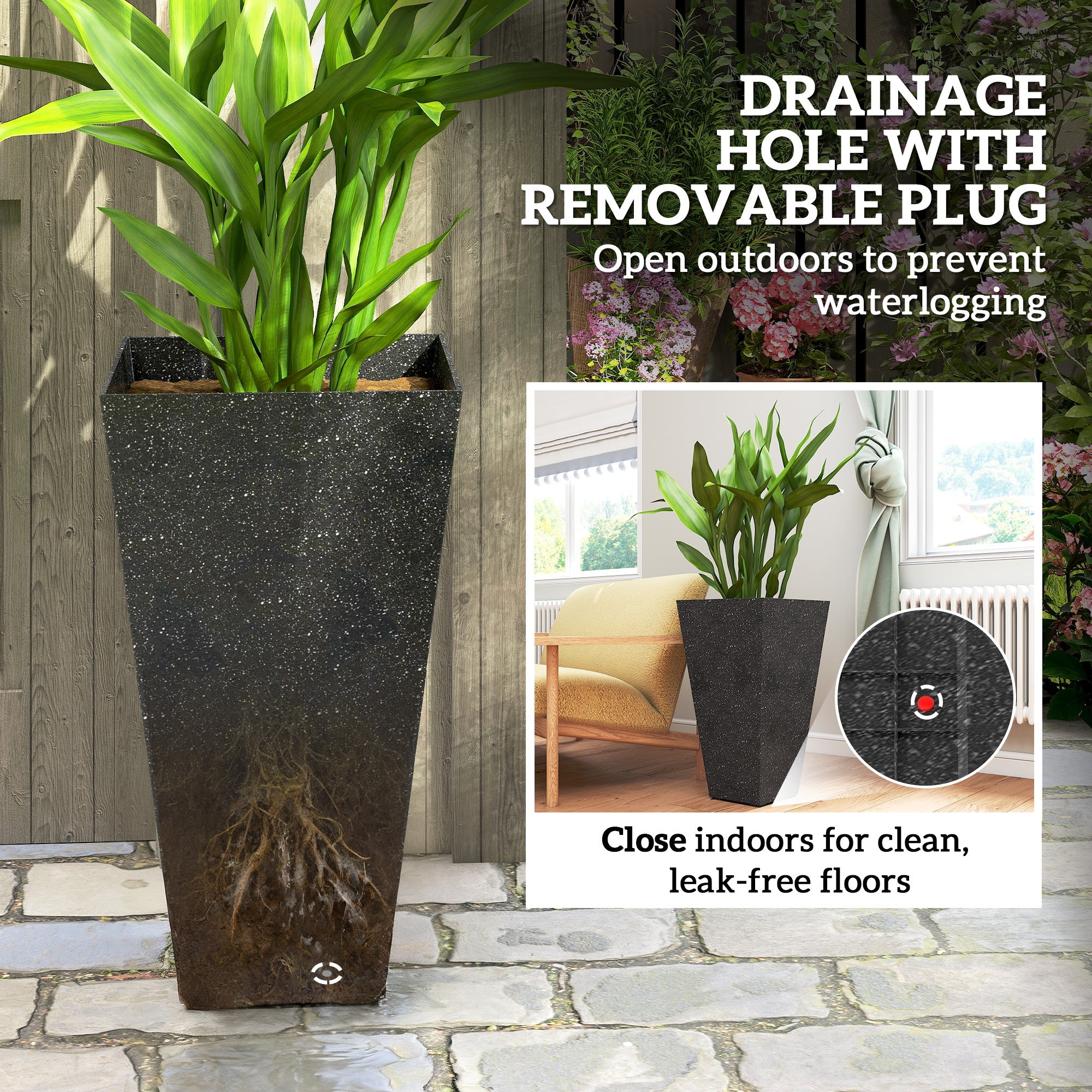 Outsunny 28" Tall Planters, Set of 3