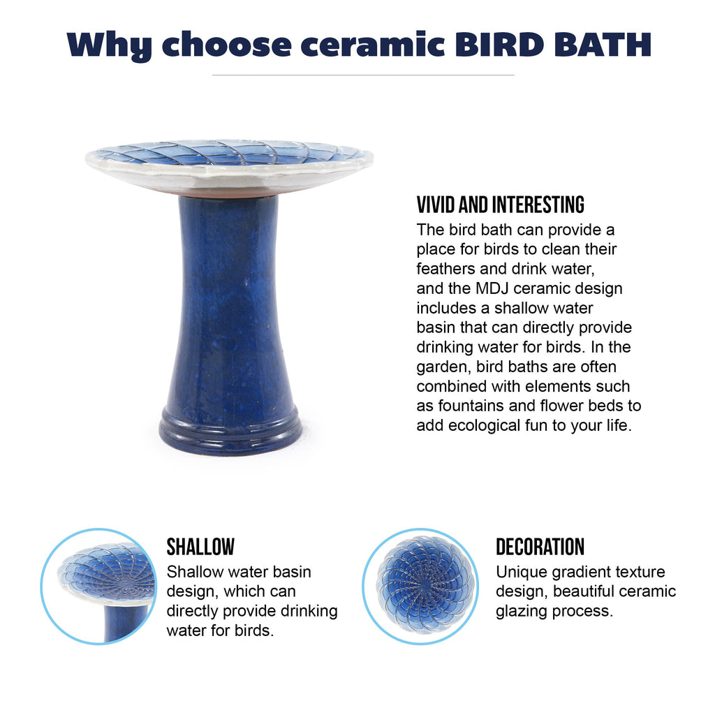 Handmade Glazed Ceramic Bird Bath