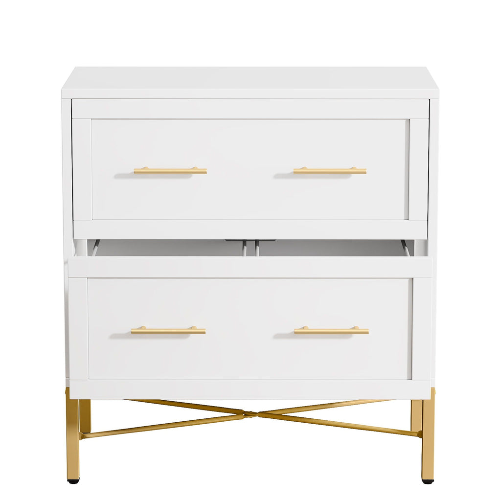 2 Drawer Lateral File Cabinet With Anti Tilt Safety, Filing Storage For Letter / Legal / A4 Files - White