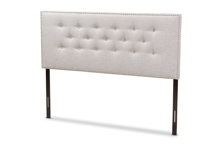 Baxton Studio Windsor Modern and Contemporary Greyish Beige Fabric Upholstered Queen Size Headboard