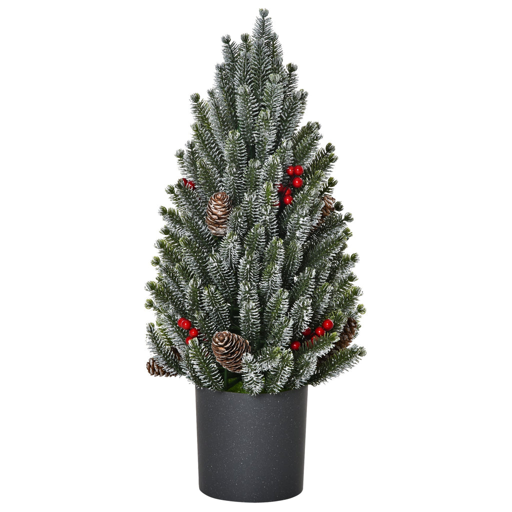HOMCOM 18" Tall Unlit Miniature Snow-Flocked Tabletop Christmas Tree