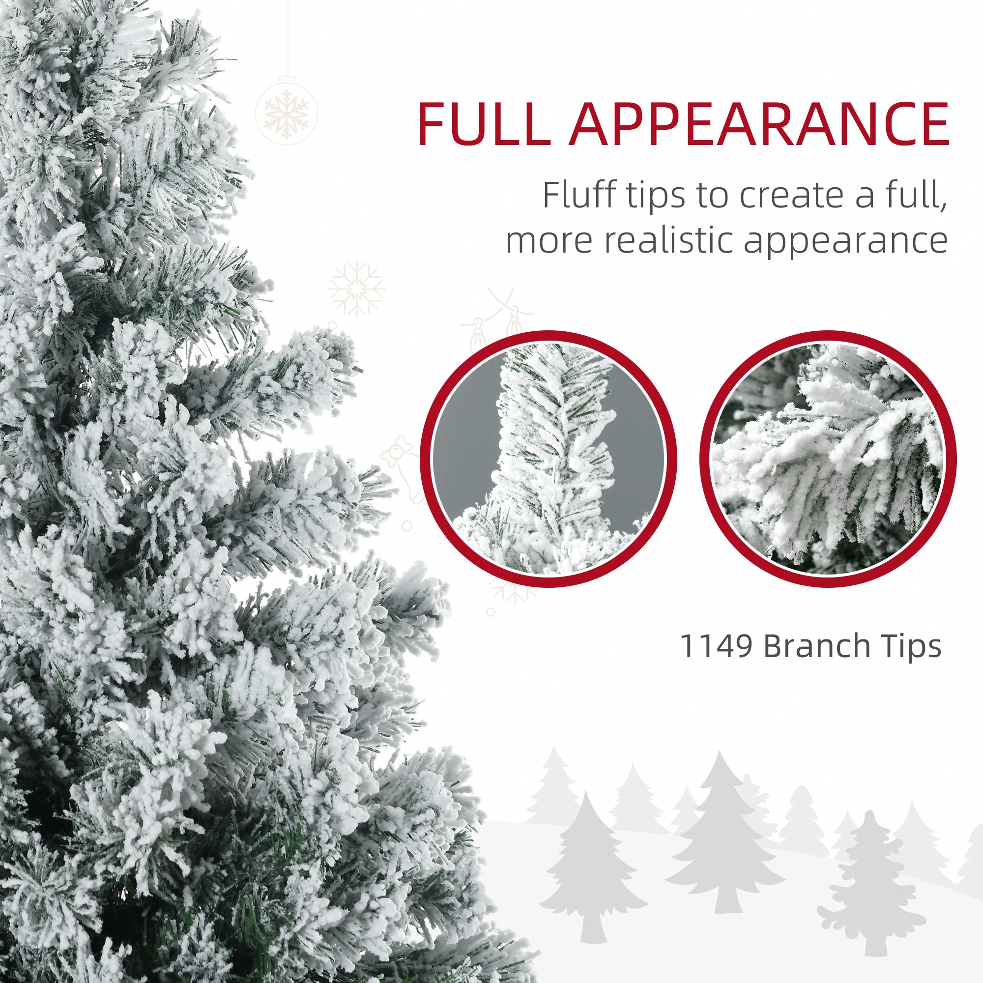 HOMCOM 7.5ft Tall Prelit Artificial Christmas Tree