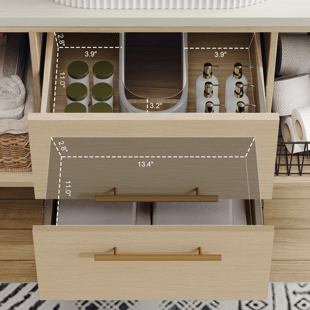 Modern 39.3 Wall-Mounted Bathroom Vanity with Ceramic Sink