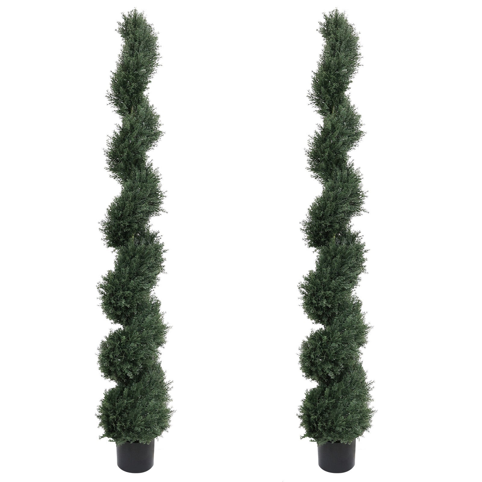 6ft Spiral-Shaped Potted Cedar Tree - 2pcs Artificial Evergreen Set
