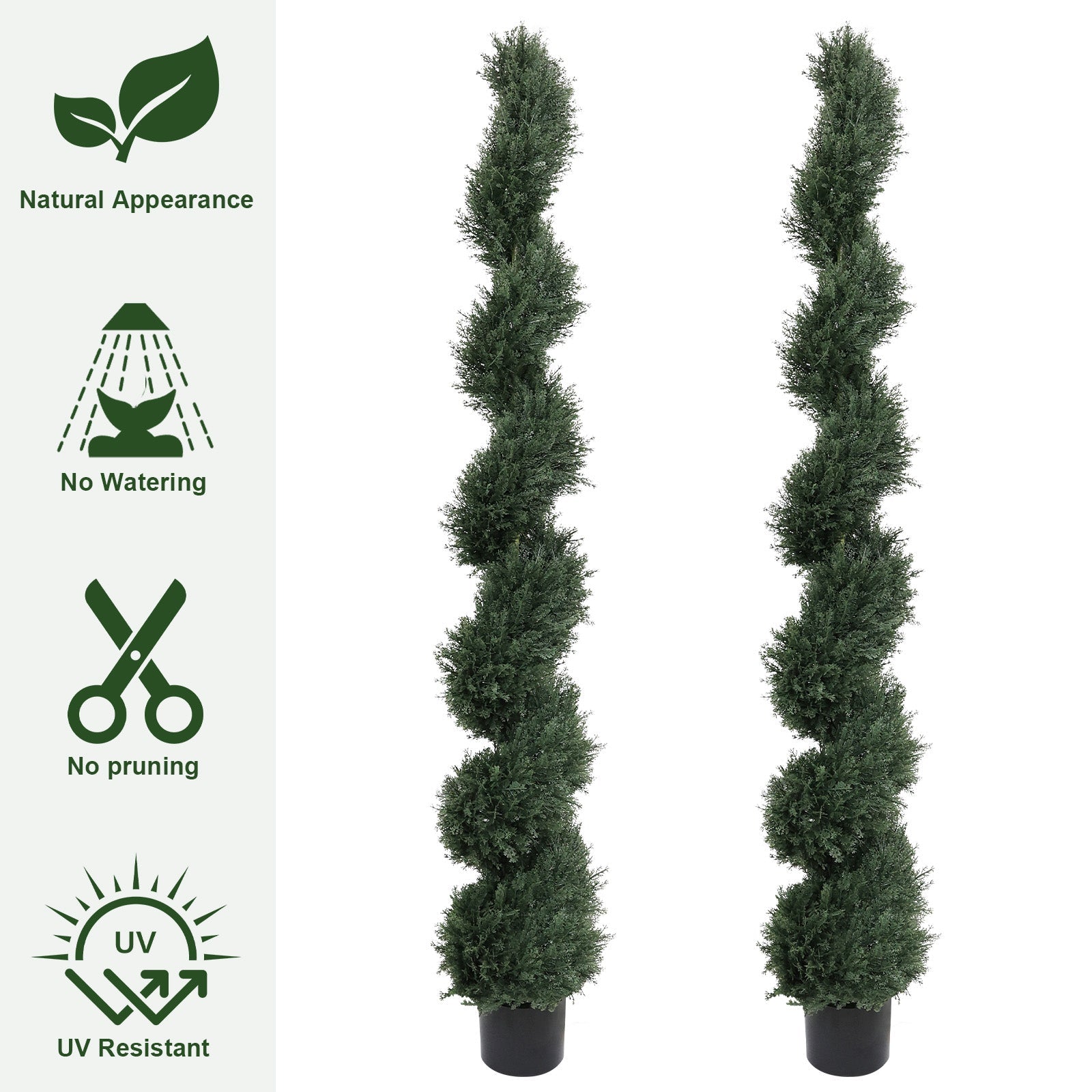 6ft Spiral-Shaped Potted Cedar Tree - 2pcs Artificial Evergreen Set
