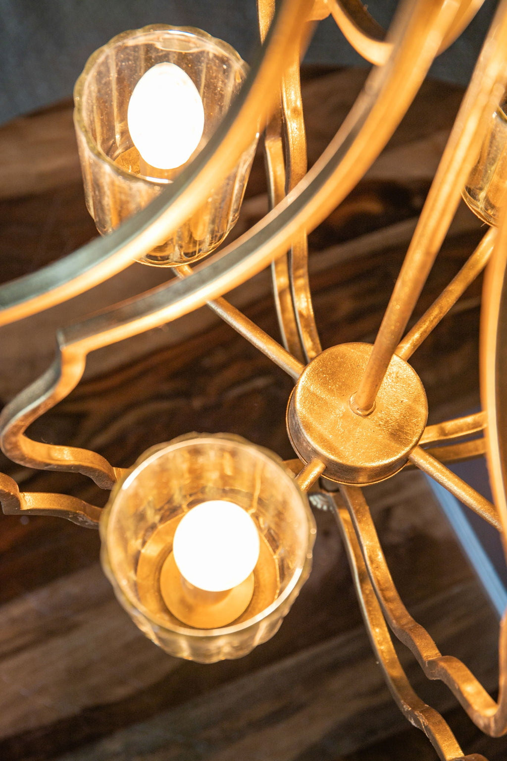 4 Light Metal Chandelier, Hanging Light Fixture With Adjustable Chain For Kitchen, Bulb Not Included - Gold