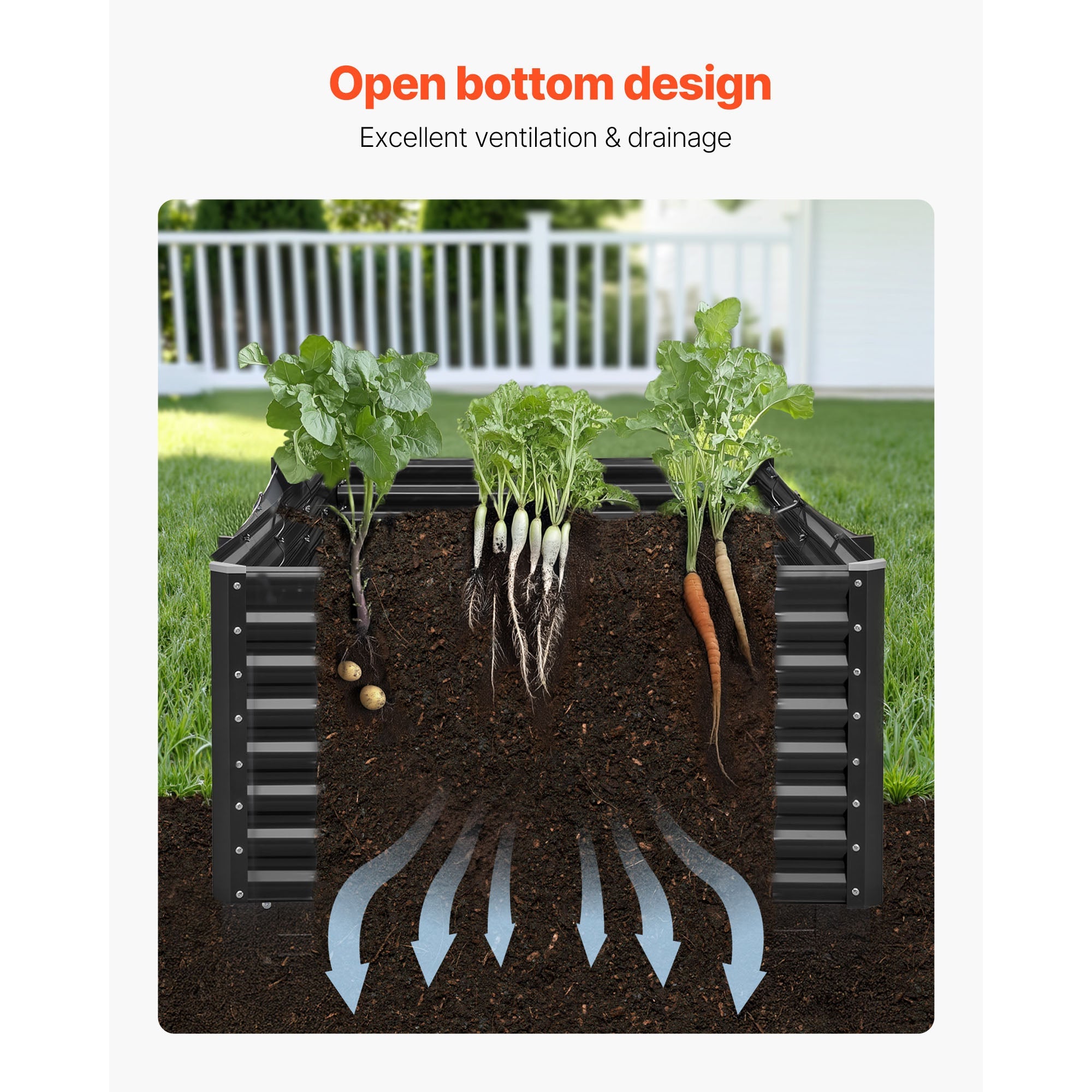 Metal Raised Garden Bed - 8 x 4 x 2 ft Outdoor Planter