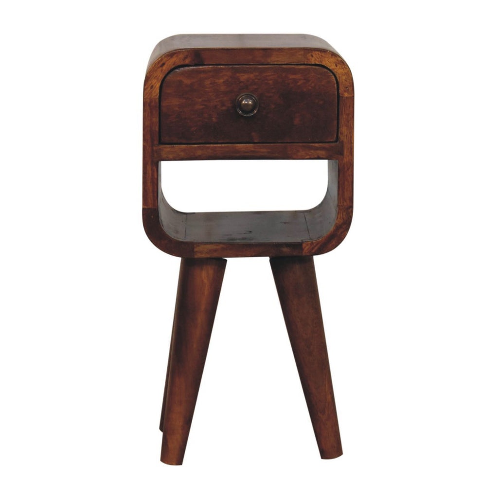 Mini California Curved Nightstand Wth Lower Slot