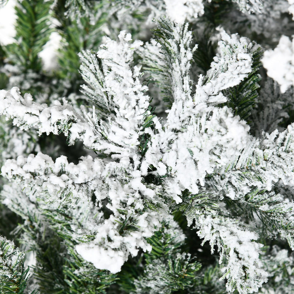 HOMCOM 9' Tall Unlit Snow Flocked Pine Artificial Christmas Tree