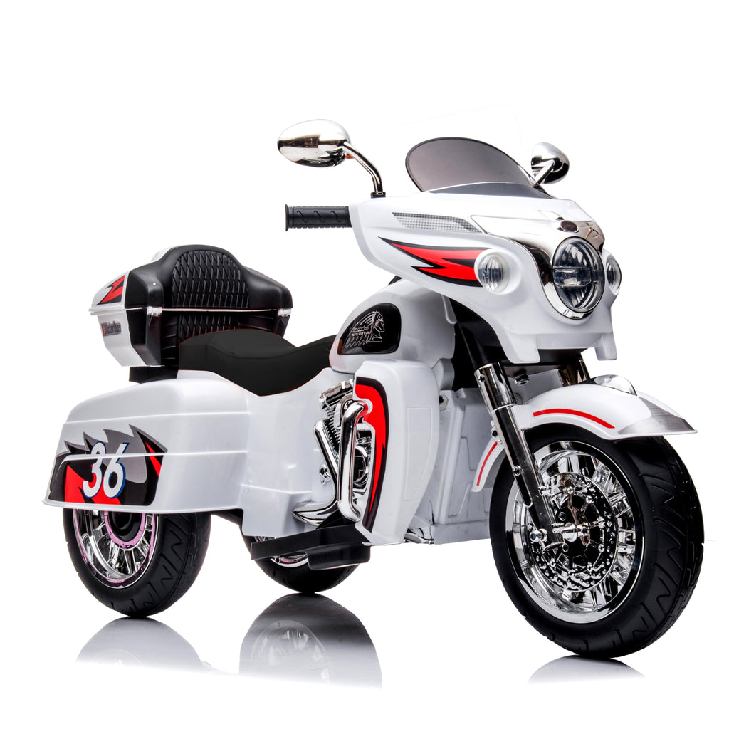 12V Kids Ride On Motorcycle, Electric Toddler Motorcycle Toy with LED Lights, Wireless Music, Large Storage Trunk, Soft PU Seat, Forward & Reverse, Rechargeable Electric Vehicle for 3-6 Years Old