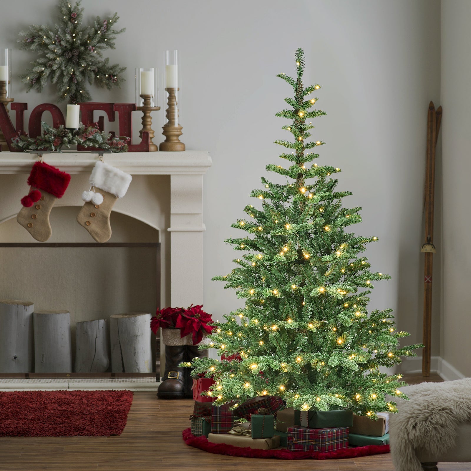 8ft Pre-Lit Christmas Tree with 500 Warm LED Lights