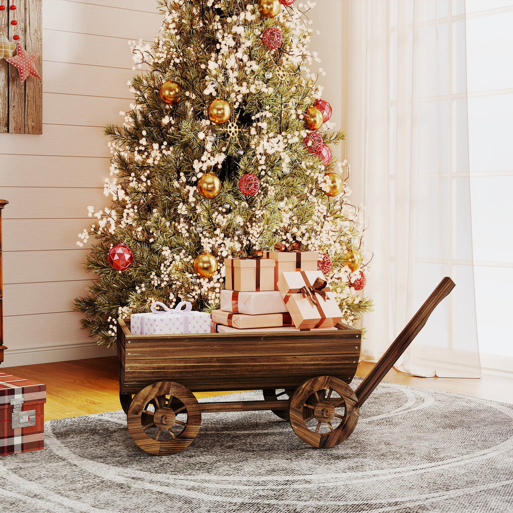 Outsunny Wooden Wagon Planter Box