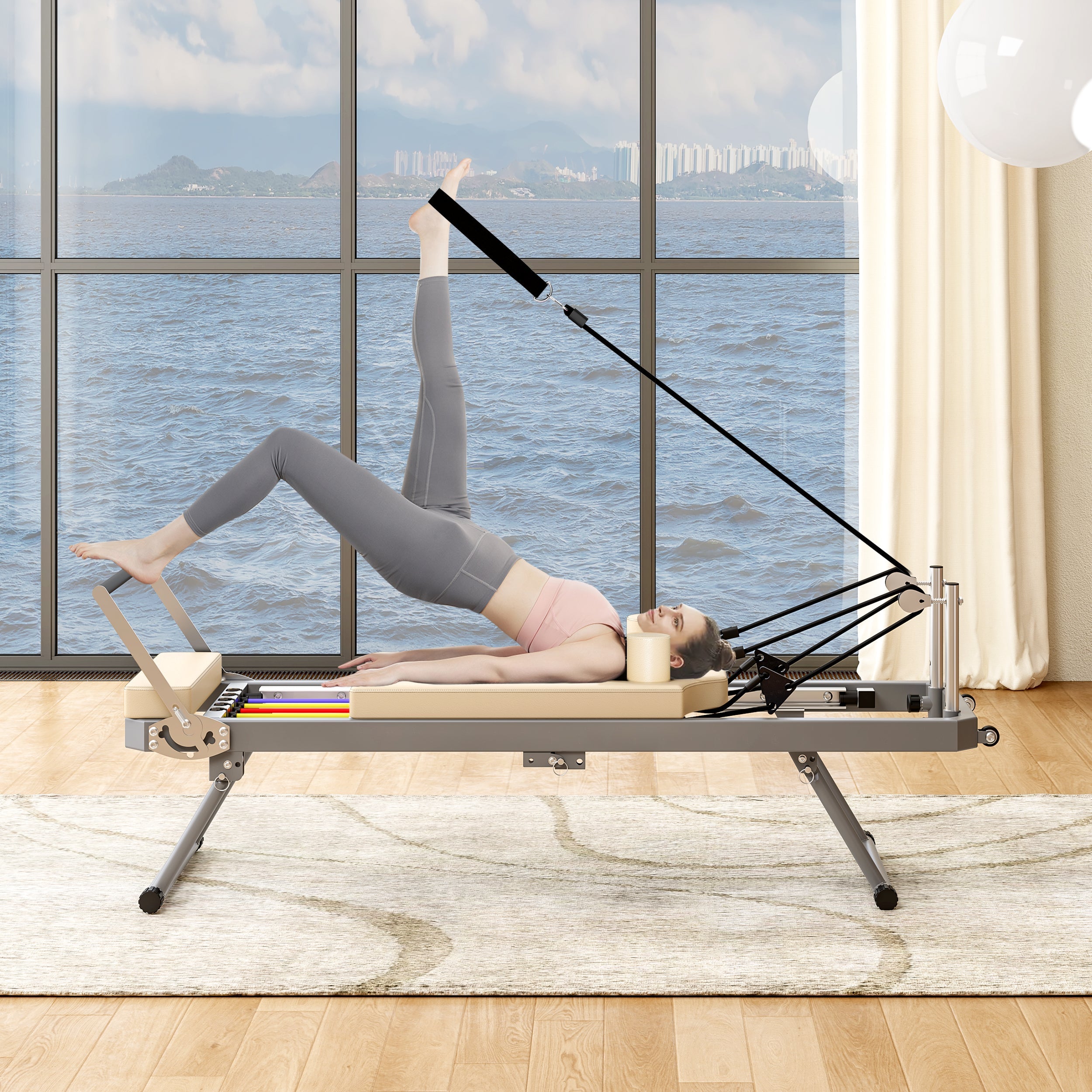 Foldable Pilates Reformer Machine for Home Gym