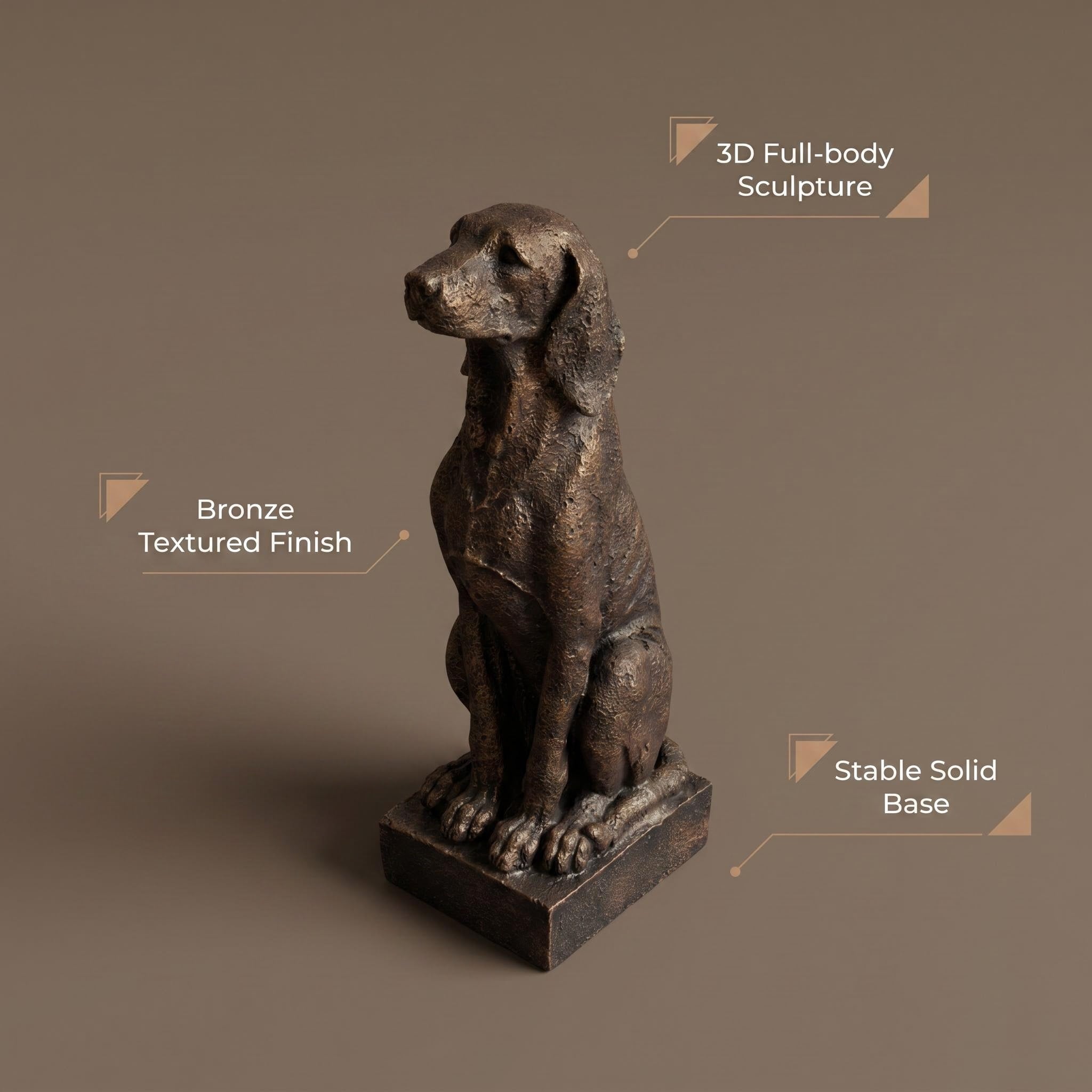 Vintage Bronze Sitting Hound Dog Statue