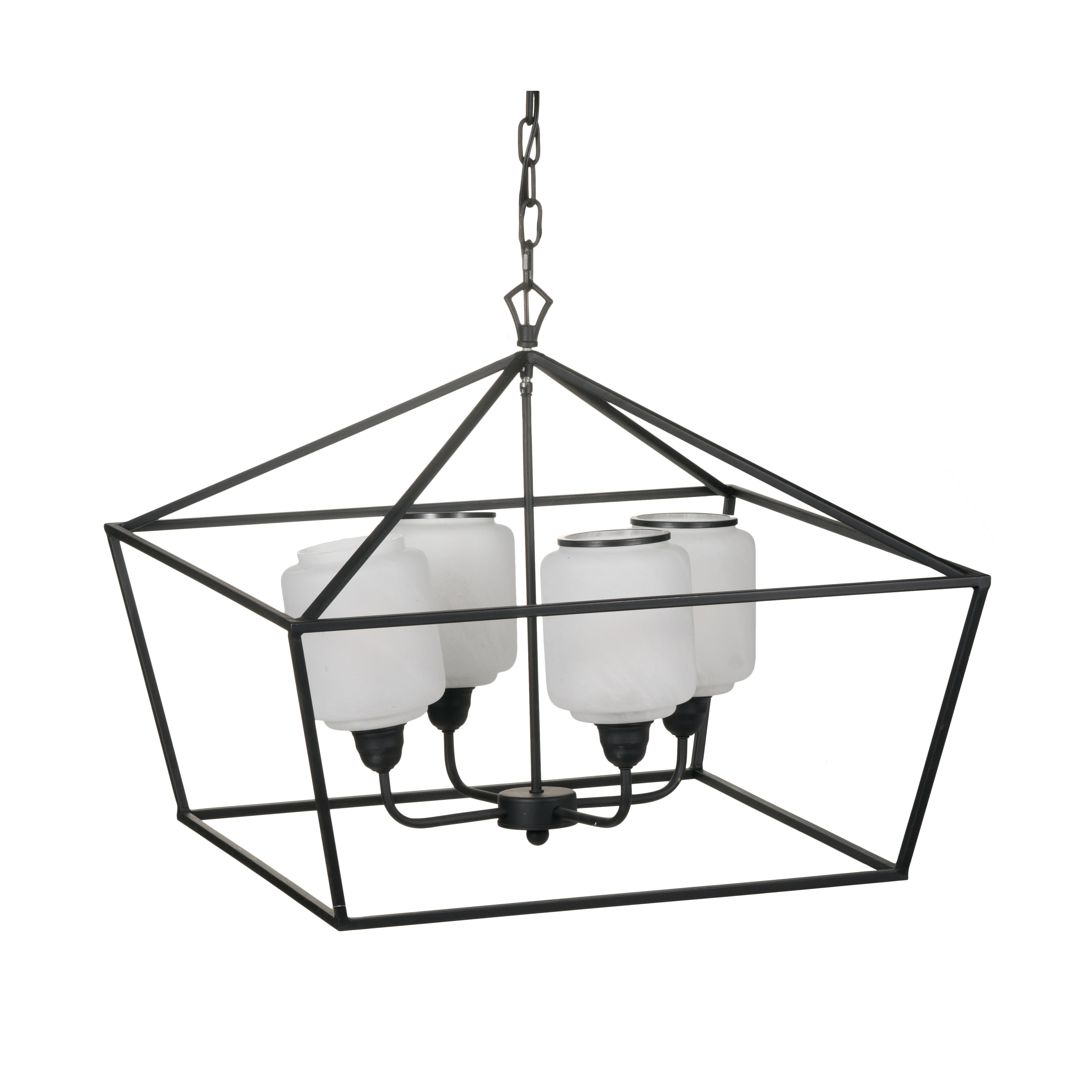 26" Iron Chandelier - Sleek Industrial Style