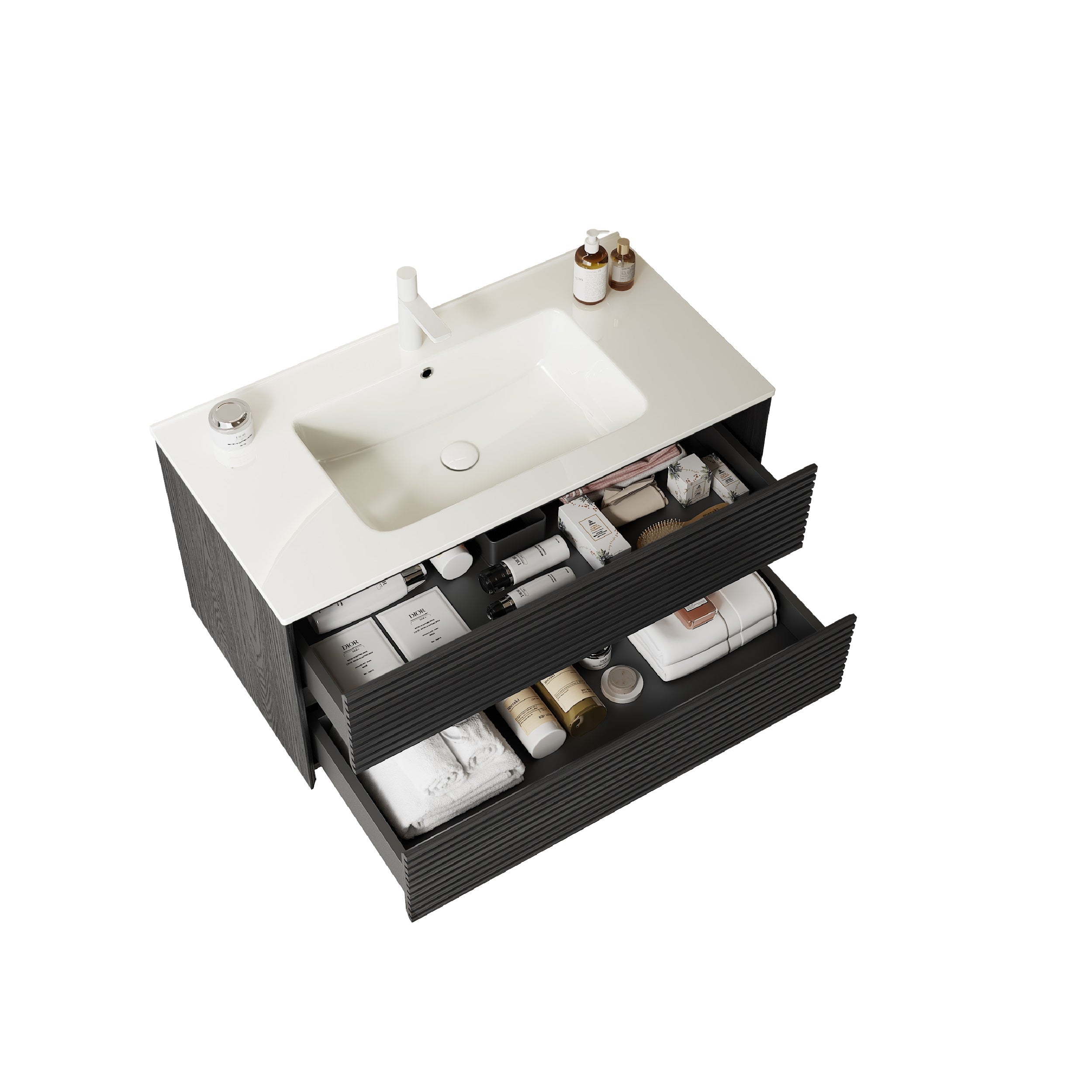BRON 36" Bathroom Vanity with Sink, Modern Wall-Mounted Floating Cabinet