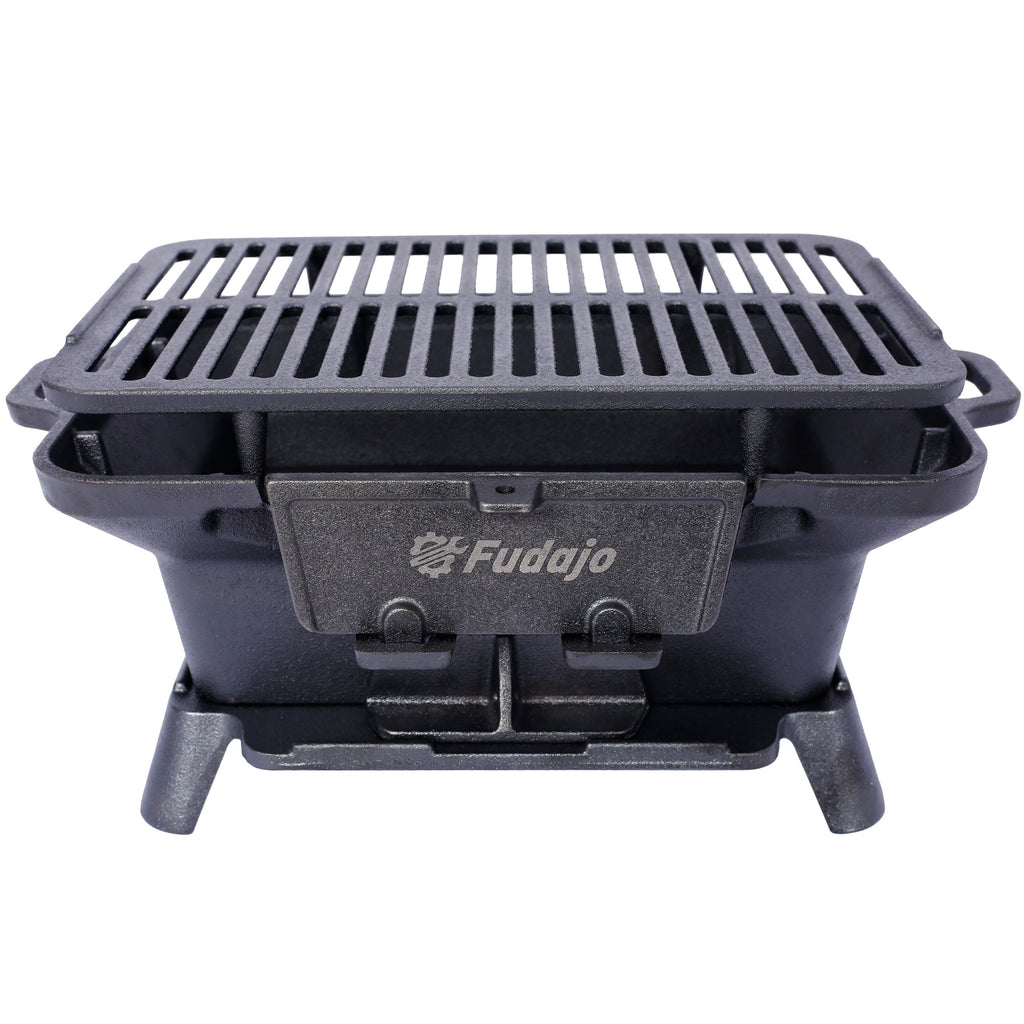 Oval Cast Iron Grill Outdoor Portable Charcoal Tabletop Skillet