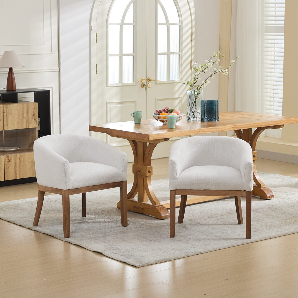 Mid Century Modern Upholstered Barrel Dining Chair with Arms