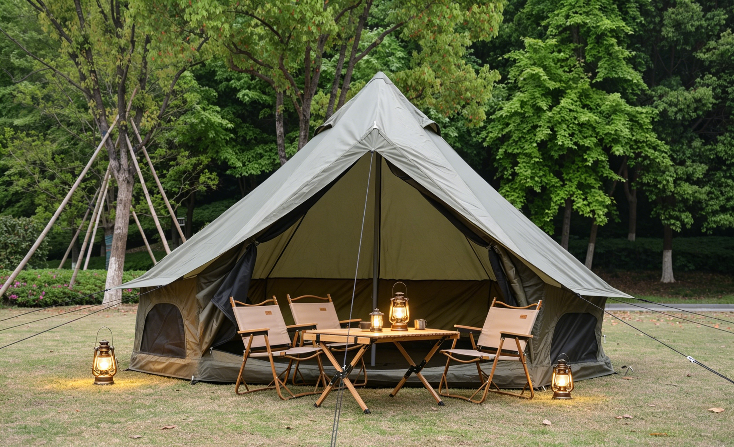 Oxford Bell Tent for Family Camping - Spacious 13.1ft Yurt with Stove Jack