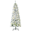 HOMCOM 6ft Pre-Lit Snow-Flocked Slim Douglas Fir Christmas Tree