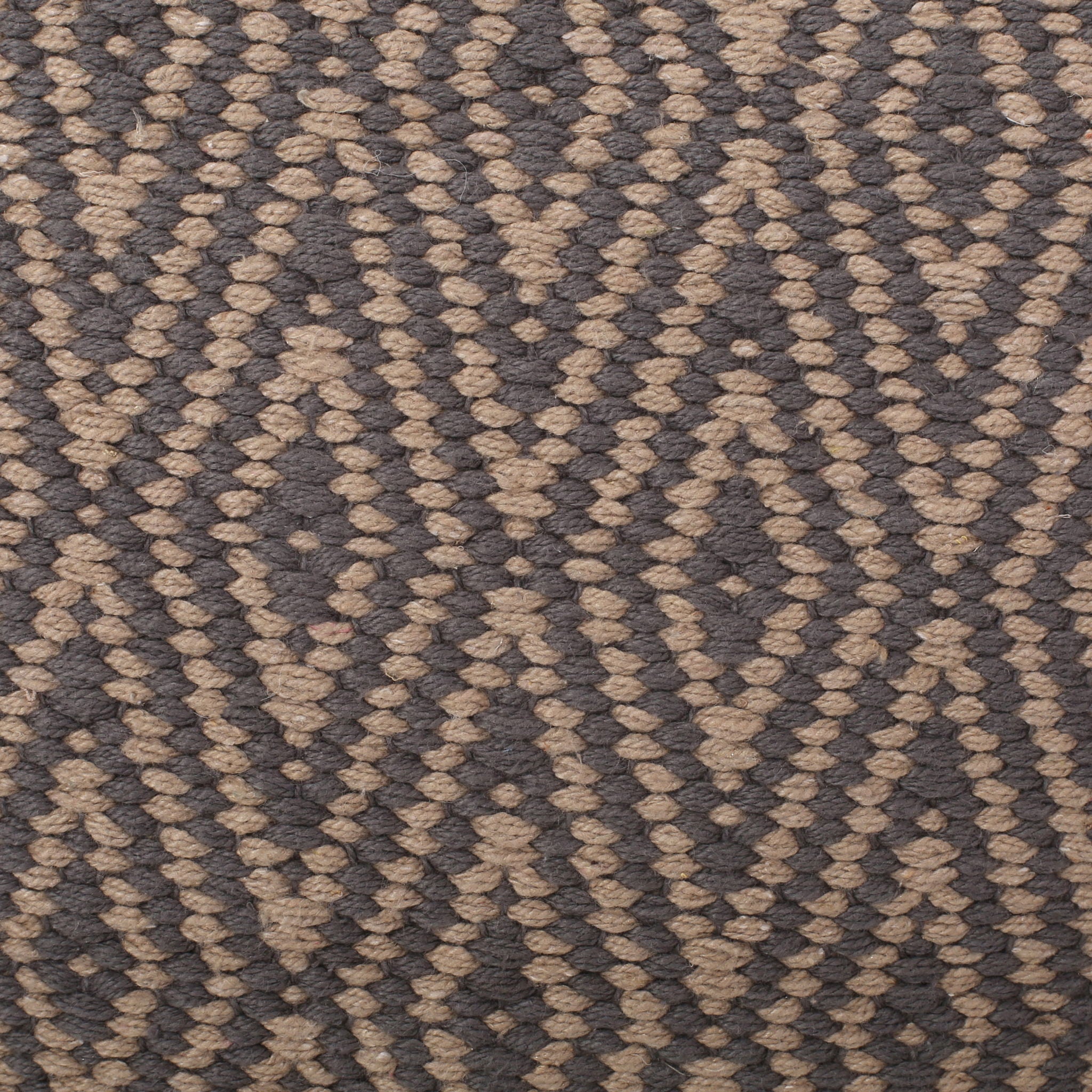 Amuleto - Hand Loomed Cotton Pouf - Dark Gray / Brown