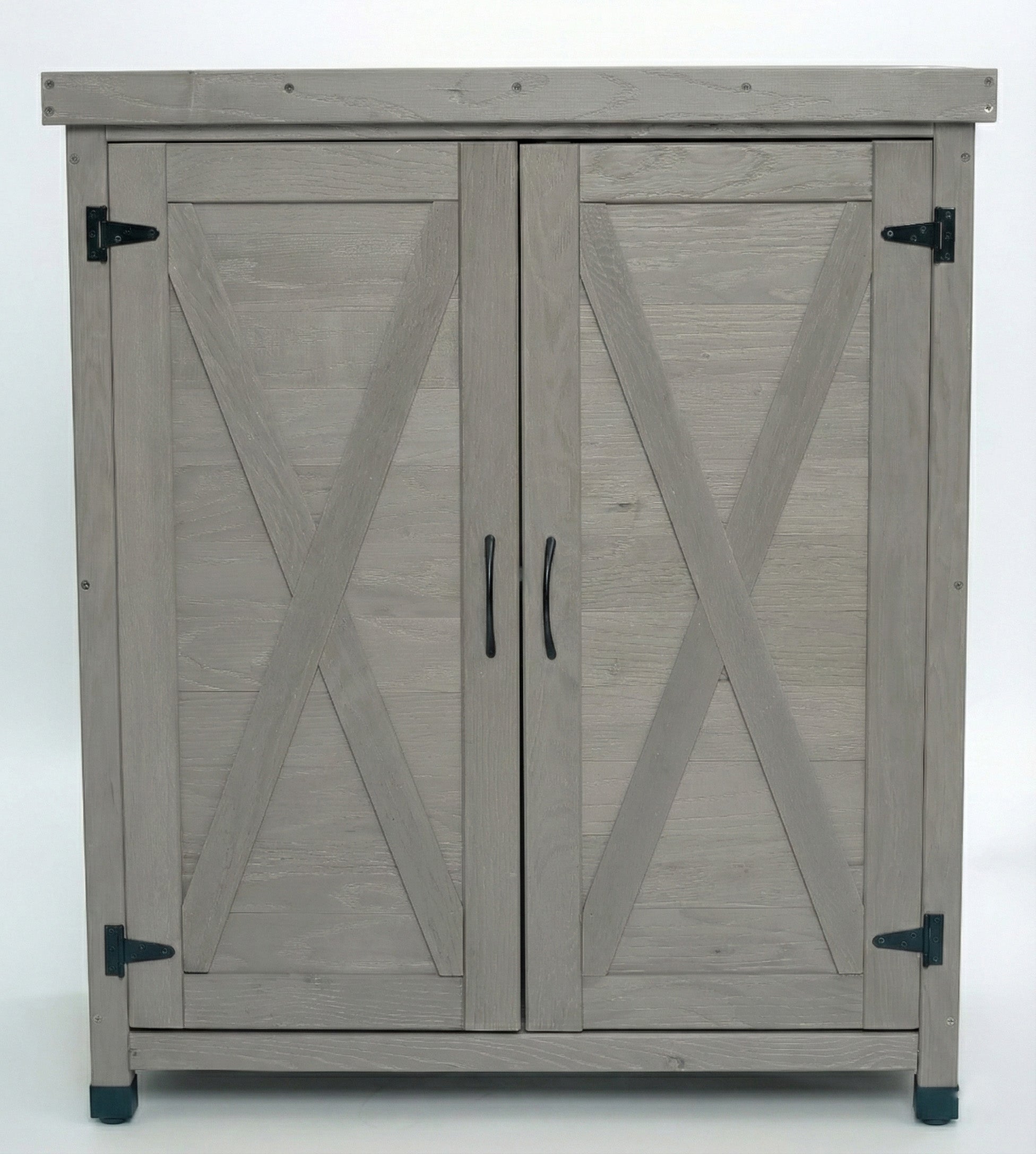 Potting Bench with Storage Cabinet and Metal Table Top