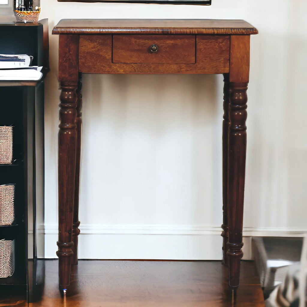 Artisan Furniture Solid Wood Chestnut Turned Leg Writing Desk, 1-Drawer
