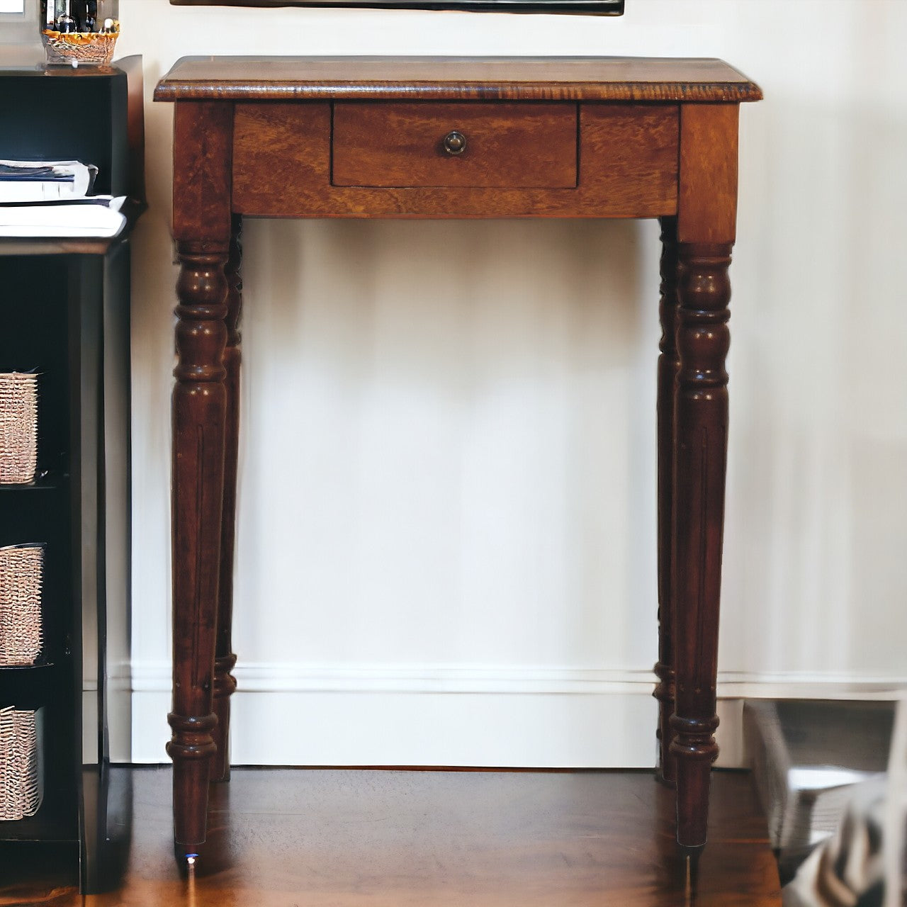 Artisan Furniture Solid Wood Chestnut Turned Leg Writing Desk, 1-Drawer