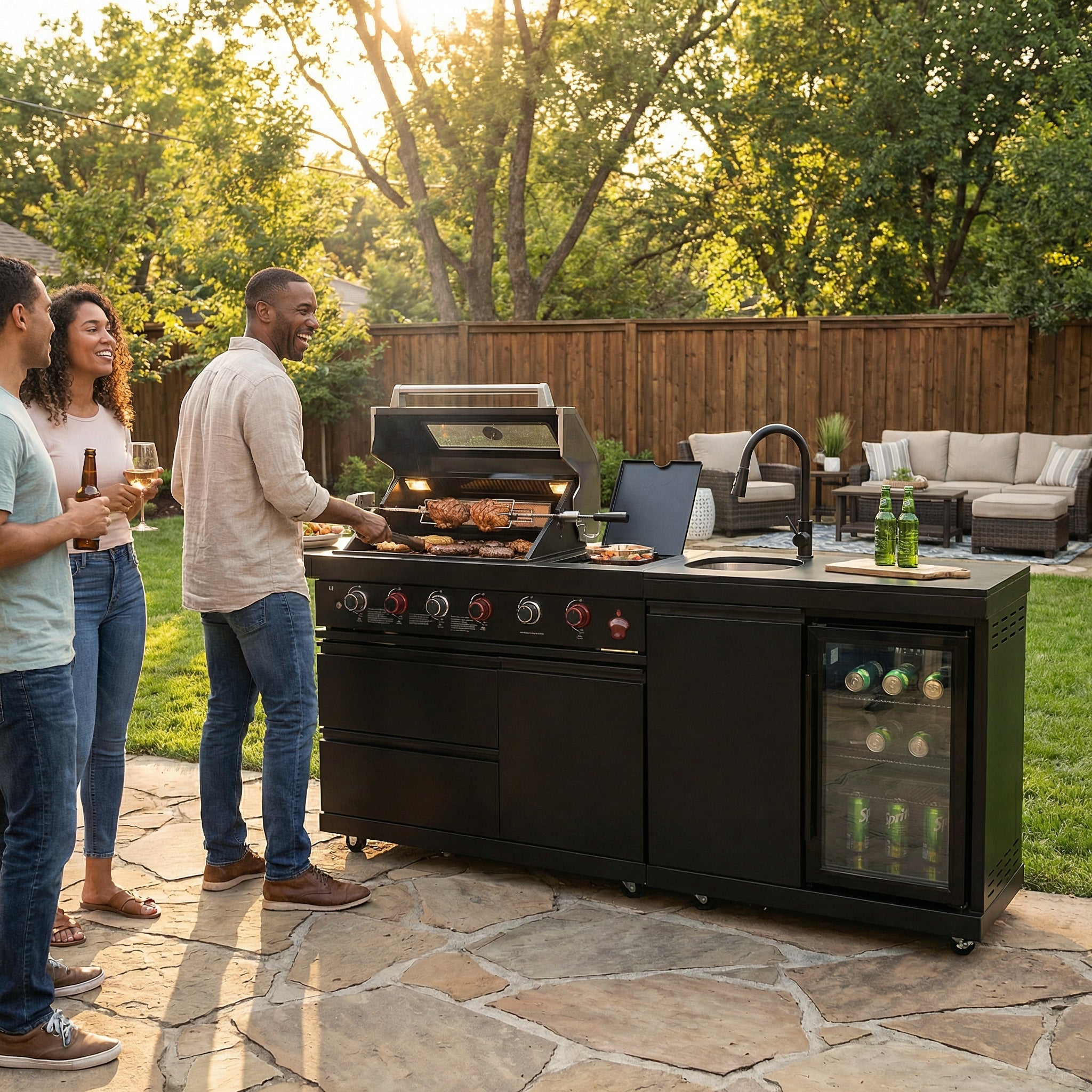 84-Inch Deluxe Stainless Steel Gas Outdoor Kitchen Barbecue Island Grill