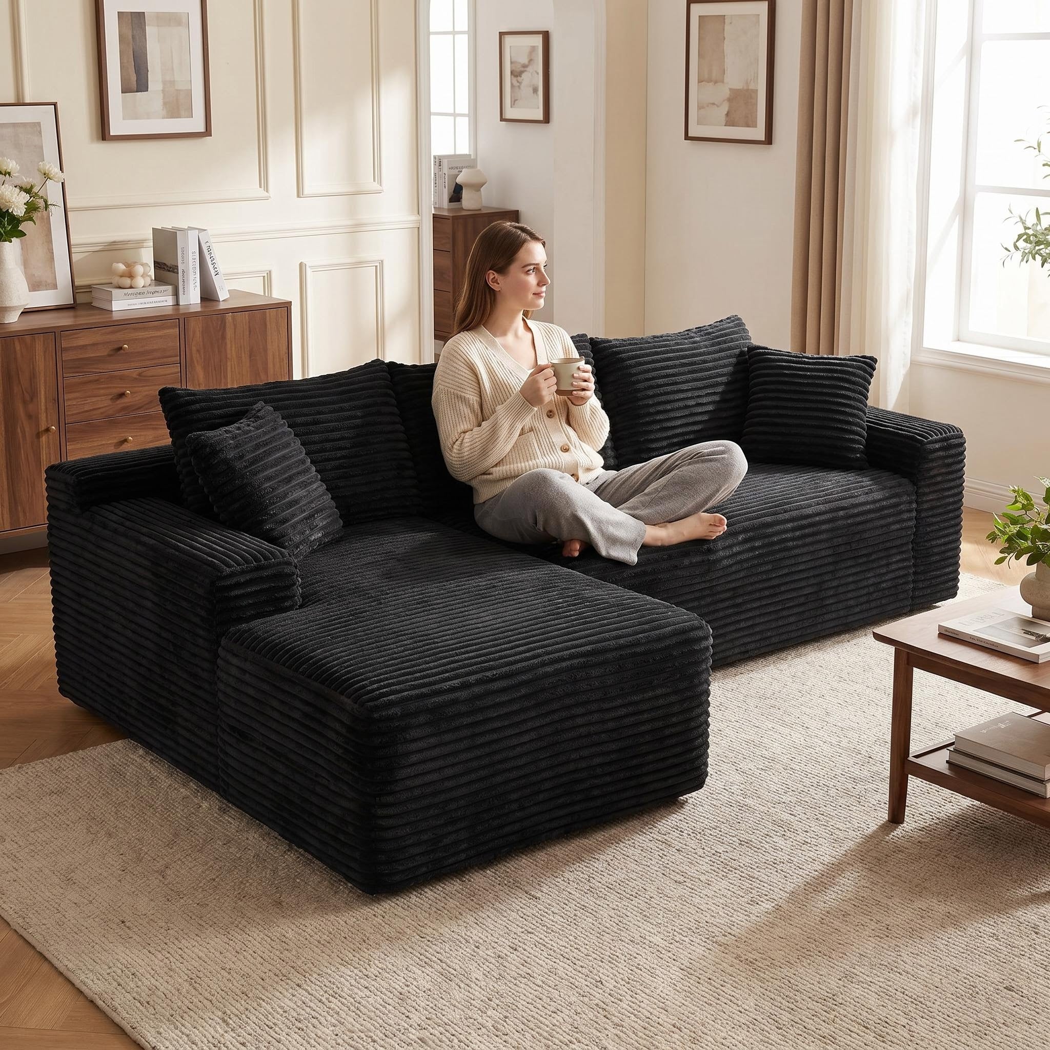 94.5" Cloud Modular Sectional Sofa Couch with L-Shape Chaise