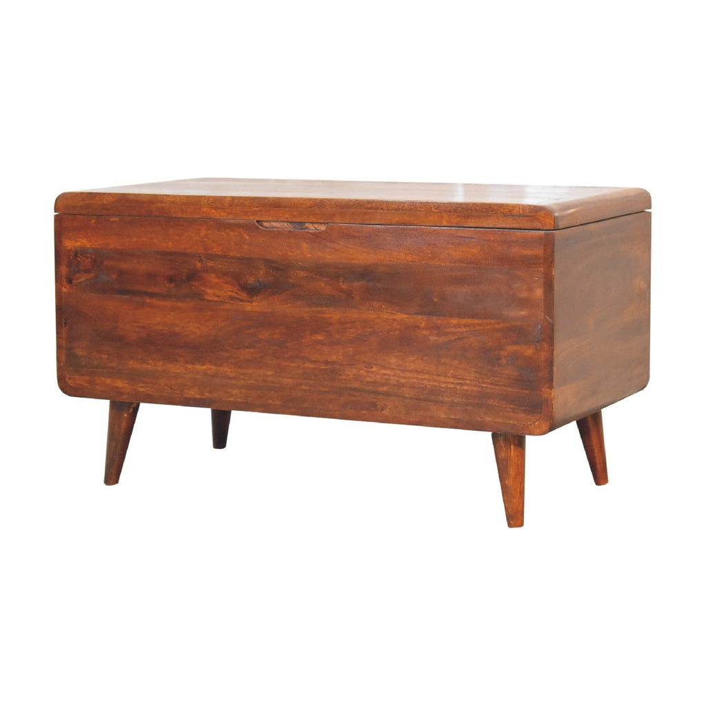 Solid Wood Curved Chestnut Blanket Box