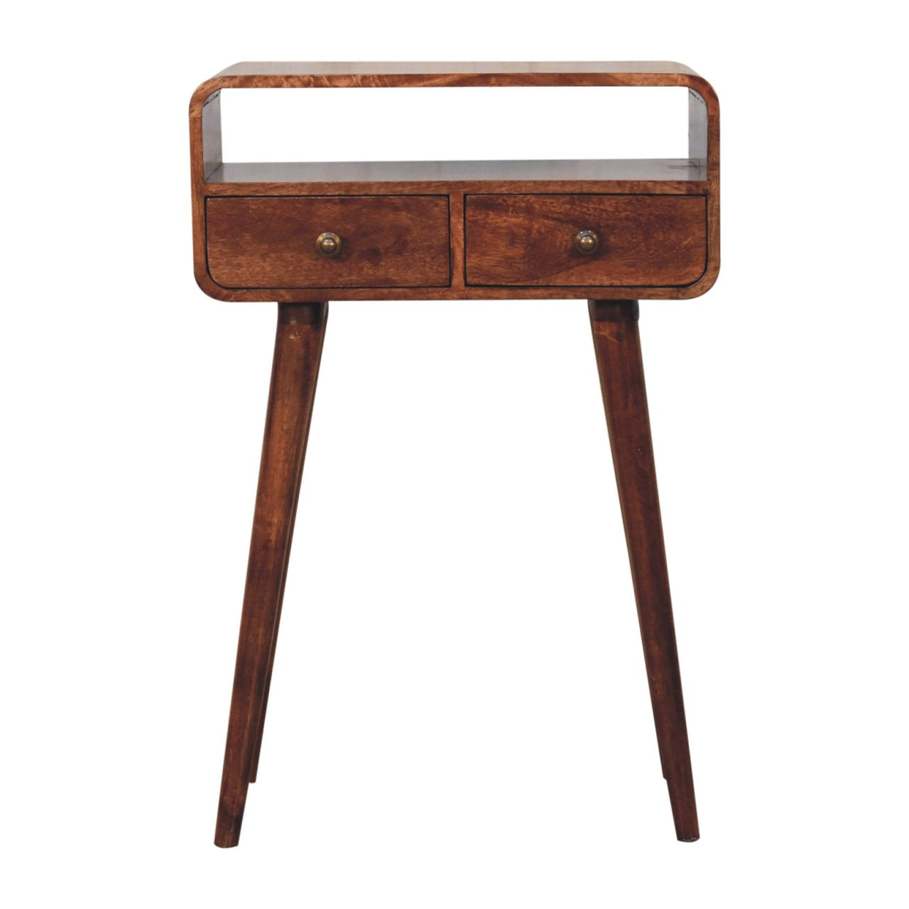 Solid Wood Mini Curved Honey Console Table
