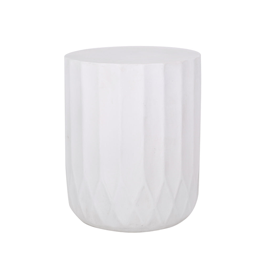 Outdoor End Table With Scallop Edge - Antique White