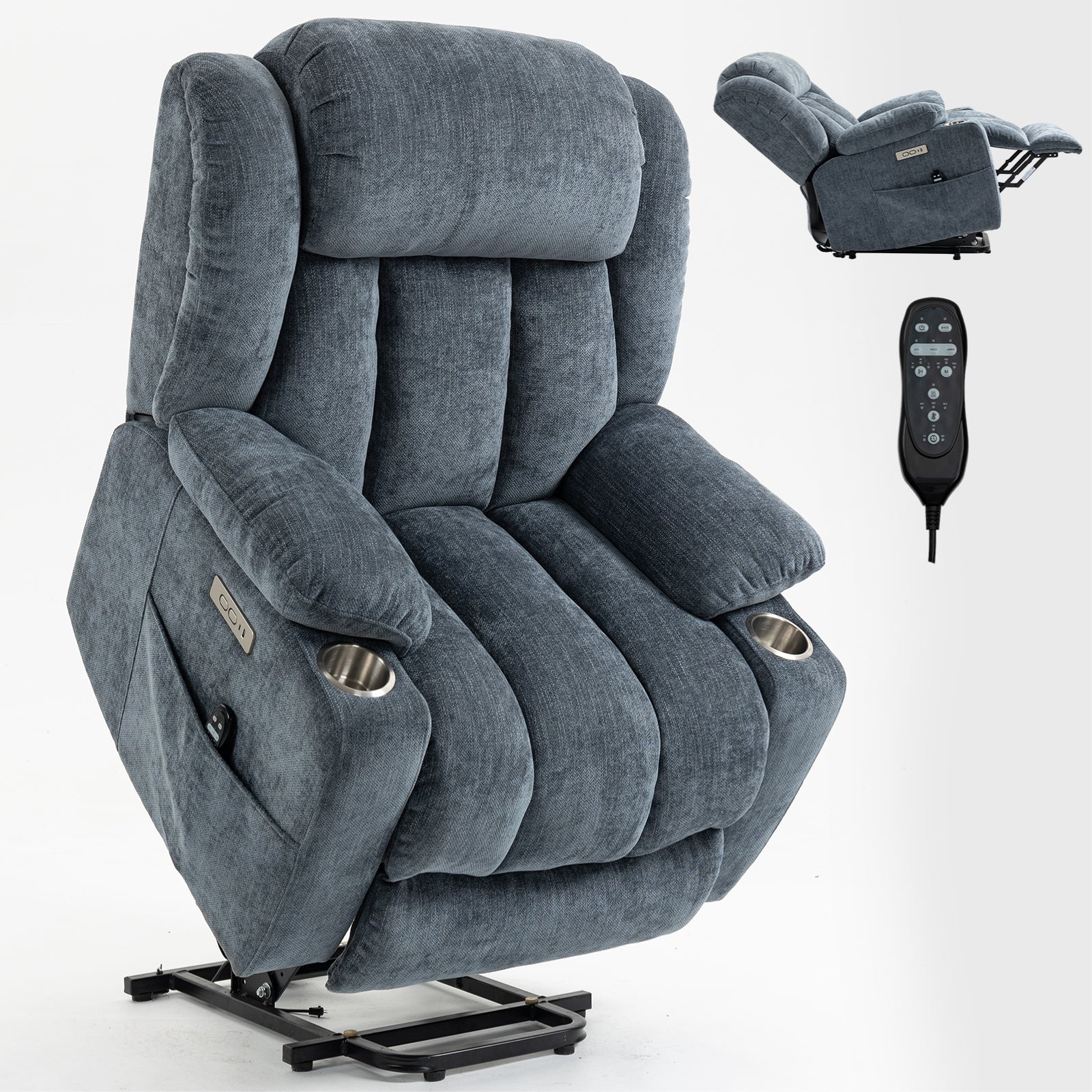 Chenille Power Lift Recliner Chair with Massage & Heating