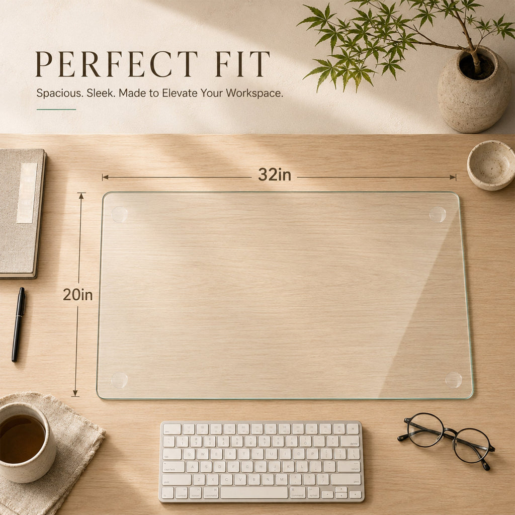 Clear Tempered Glass Table Mat - 20X32 Inch