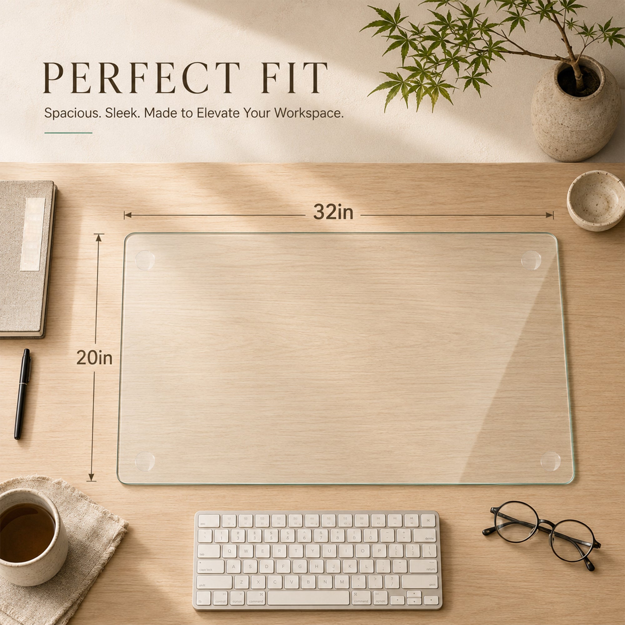 Clear Tempered Glass Table Mat - 20X32 Inch
