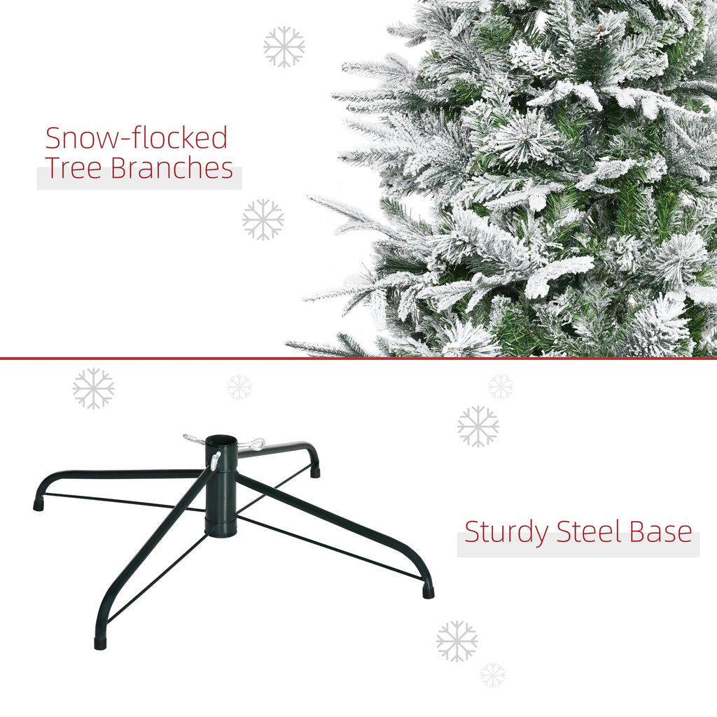 HOMCOM 9' Unlit Snow Flocked Pine Artificial Christmas Tree